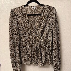 Leopard Print V-Neck Blouse
